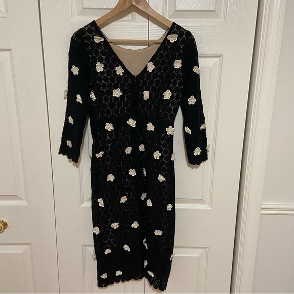 Dolce and Gabbana Crochet Floral Little Black Lace Dress LBD Size Small - Picture 9 of 16